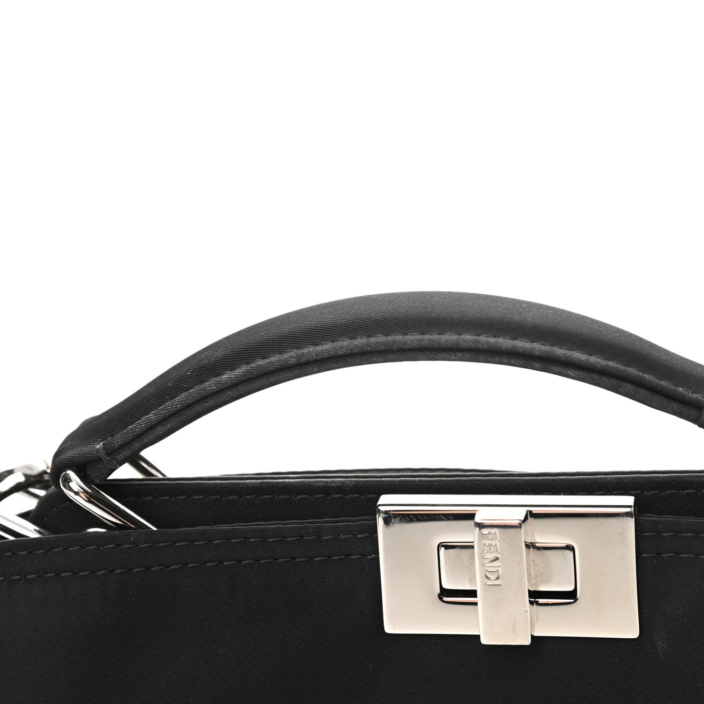 Nylon Vitello Cover Logo Embossed Mini Peekaboo I SEE U Satchel Black White