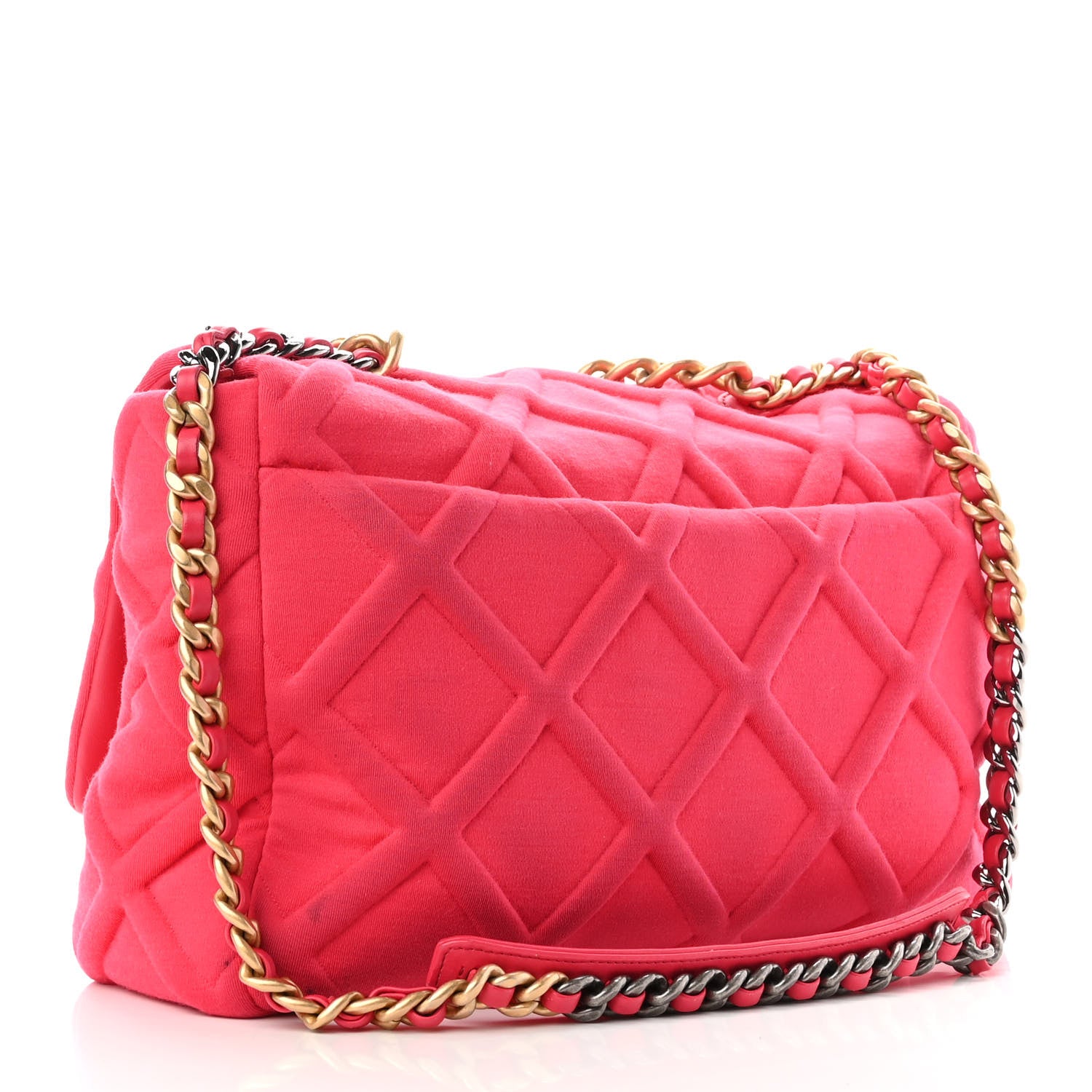 Chanel Jersey Lambskin Quilted Maxi Chanel 19 Flap Dark Pink 2 of 14