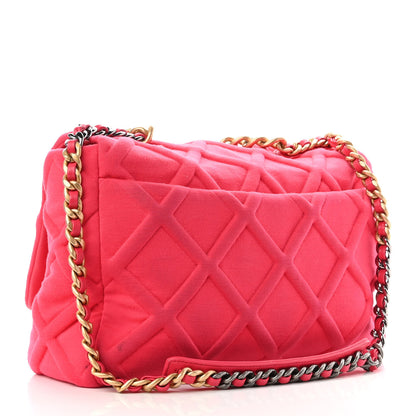 Chanel Jersey Lambskin Quilted Maxi Chanel 19 Flap Dark Pink 2 of 14