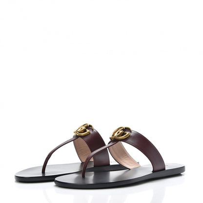 Gucci Calfskin GG Marmont Thong Sandals 36 Vintage Bordeaux 3 of 8