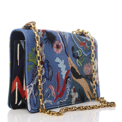 Christian Dior Calfskin Bead Embroidered J'Adior Chain Flap Bag Blue 2 of 8