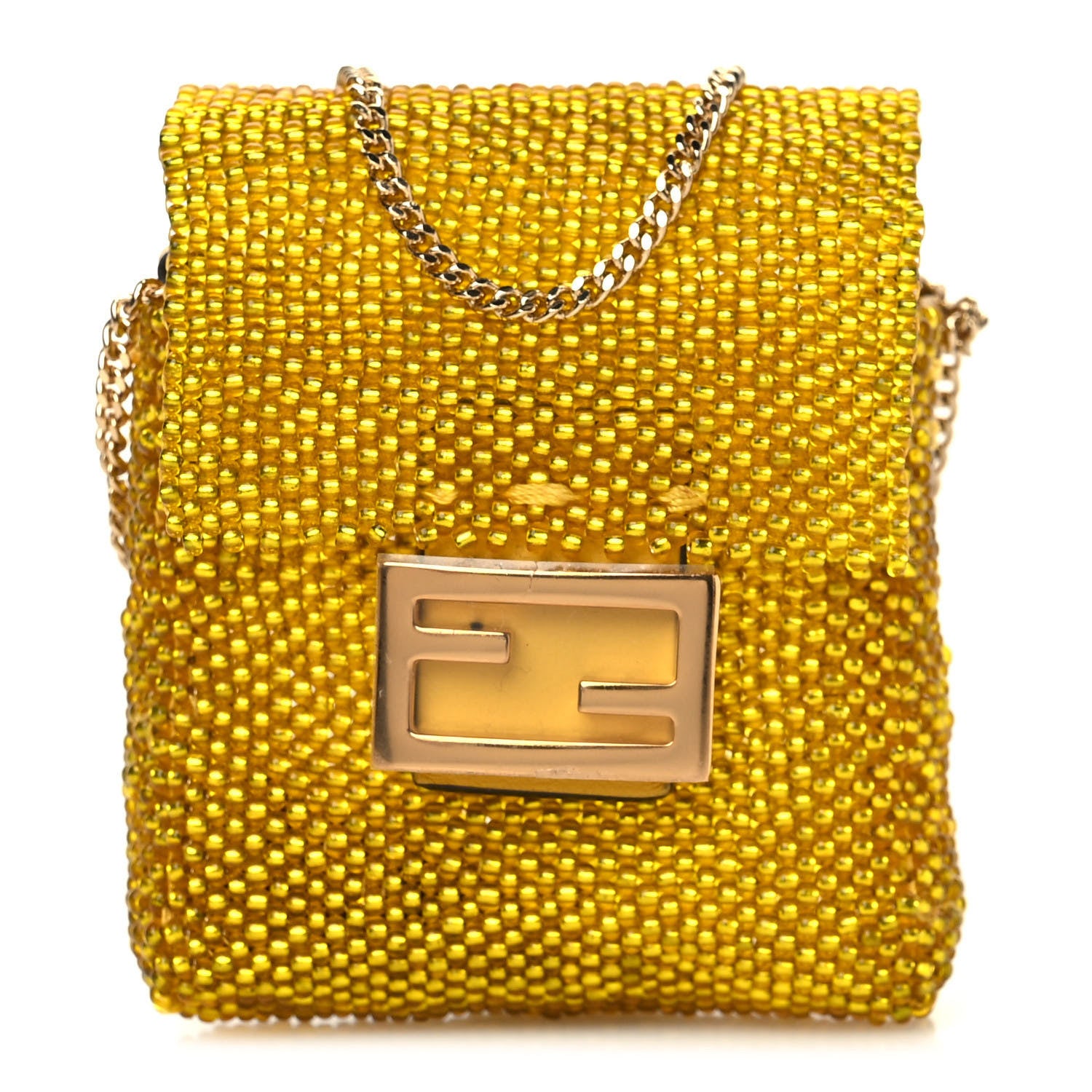 Fendi Glass Vitello King Beaded Mini Pico Baguette Charm Semolino 1 of 6