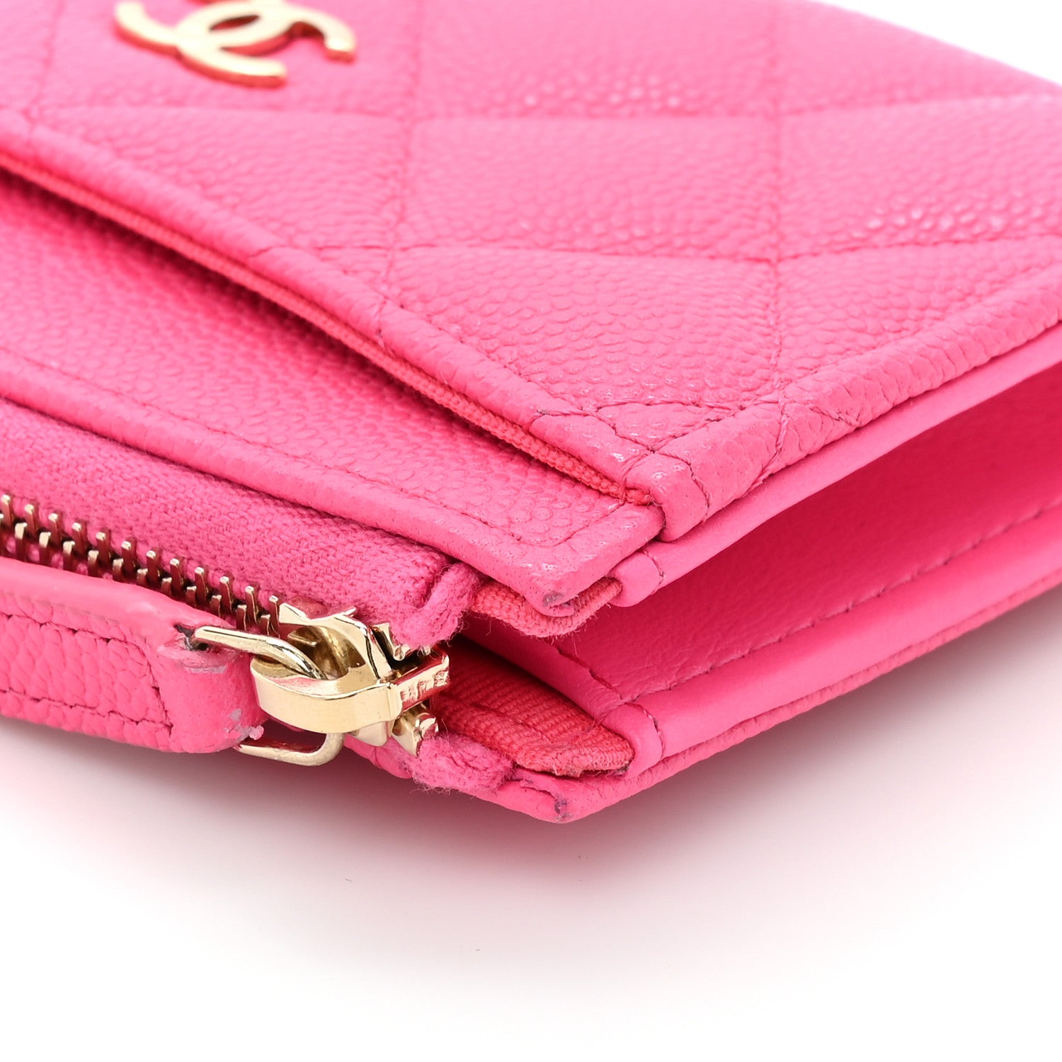 Chanel Caviar Quilted CC Zip Around Card Holder Pink 11 of 12