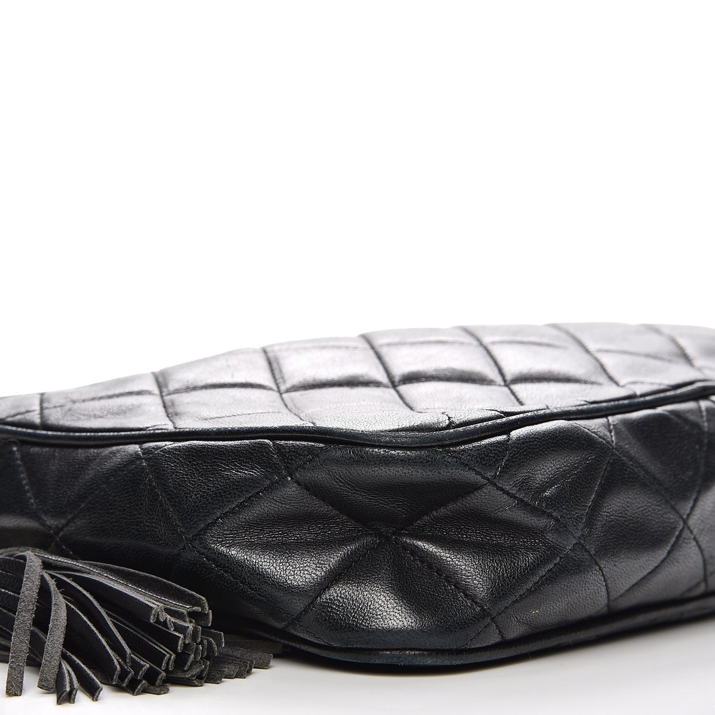 Lambskin Quilted CC Tassel Camera Case Black