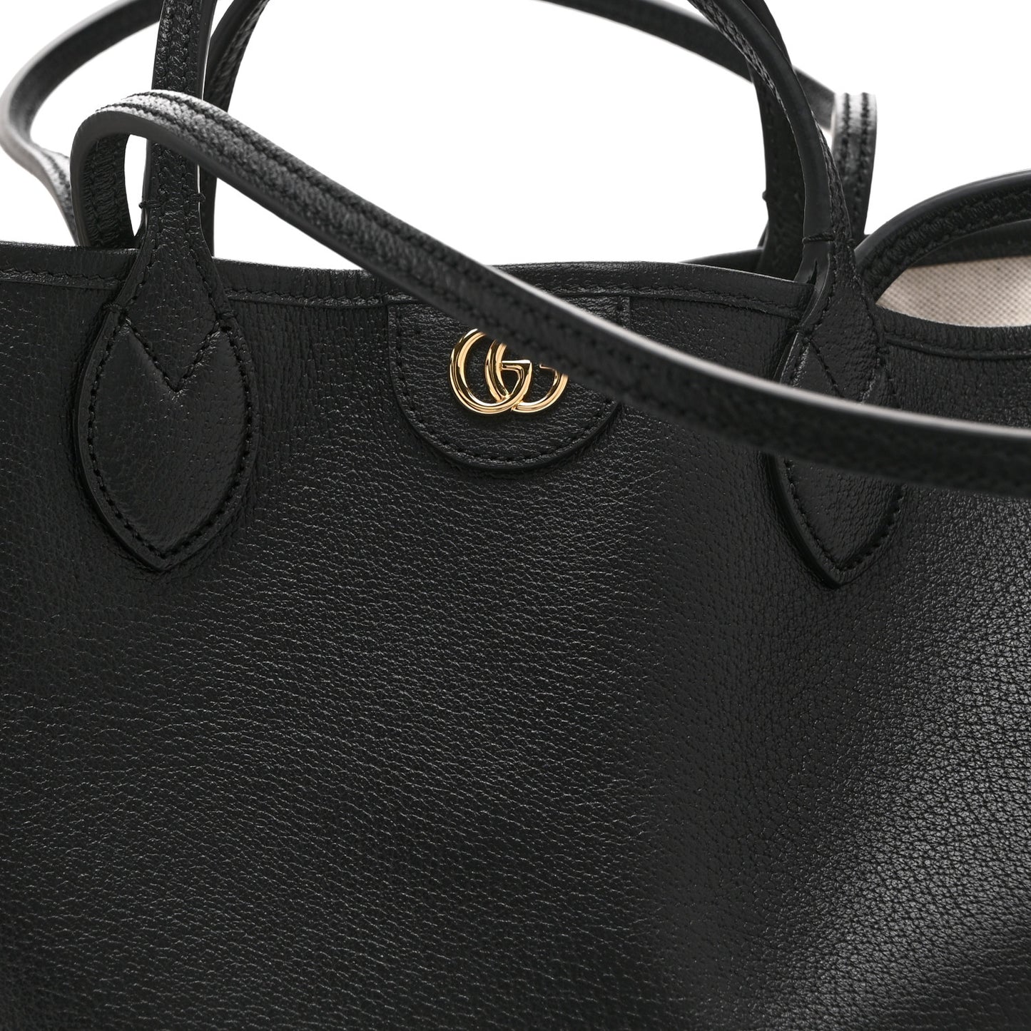 Textured Dollar Calfskin Medium Ophidia Shoulder Tote Bag Black