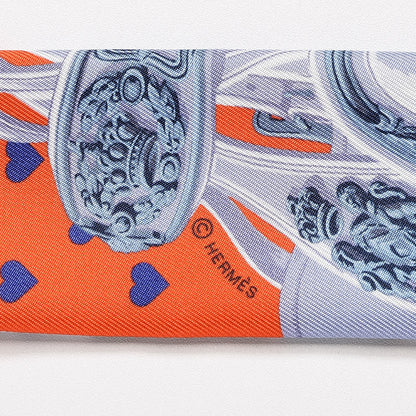 Hermes Silk Brides de Gala Love Twilly Orange Gris Bleuete Saumon 6 of 6