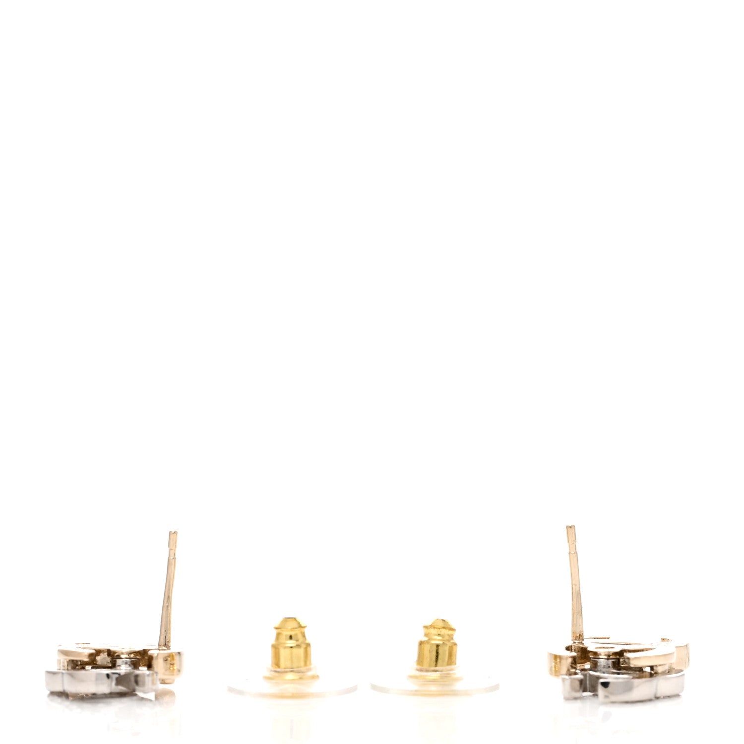 Chanel Crystal Double CC Earrings Gold Silver 3 of 4