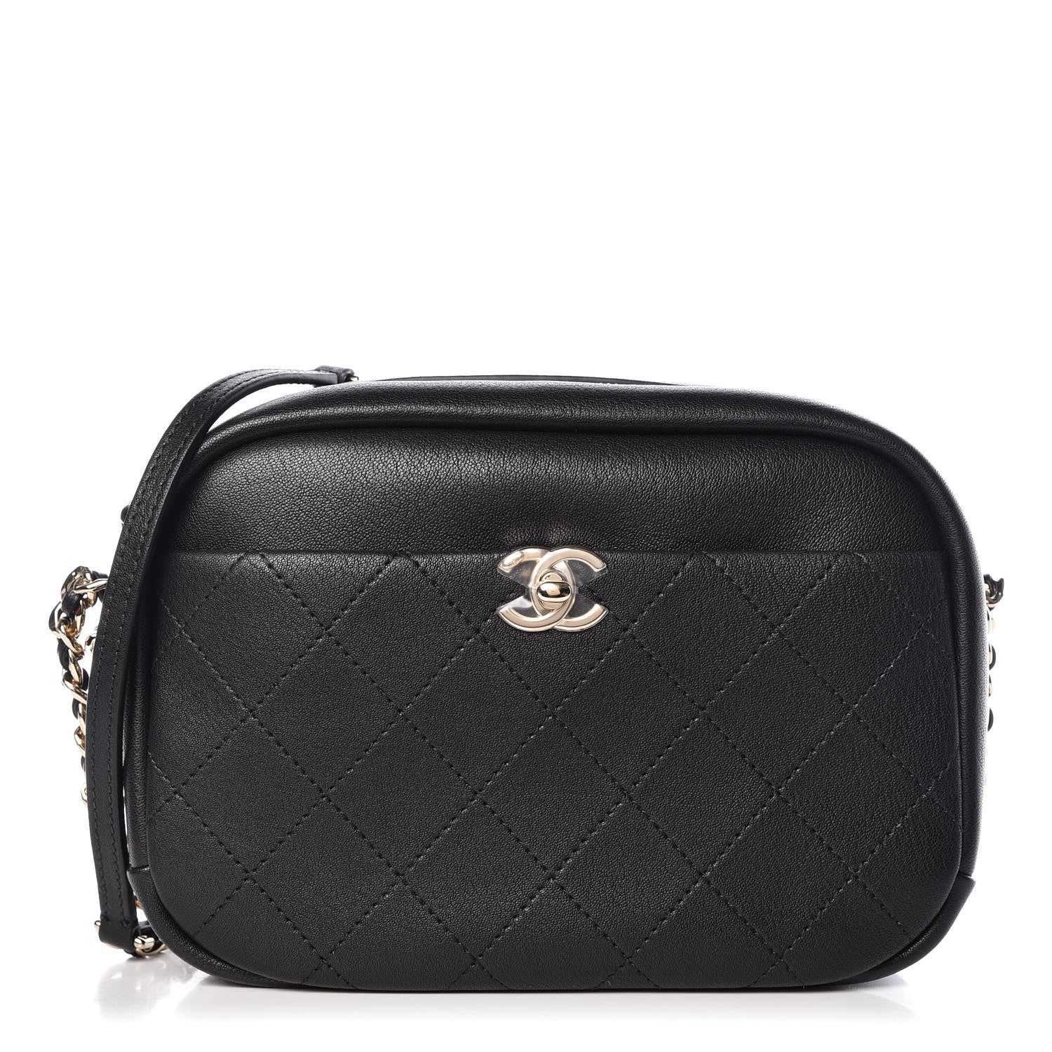 Chanel Goatskin Quilted Large Casual Trip Camera Case Bag Black 1 of 10