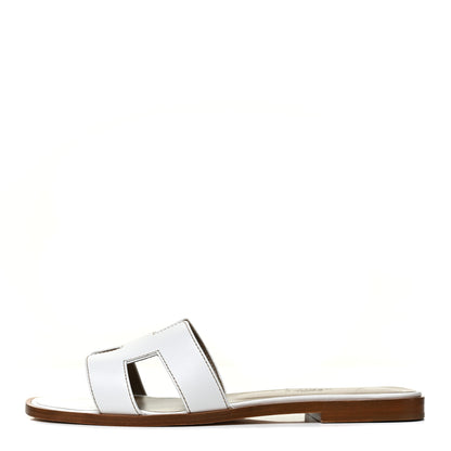 Hermes Box Calfskin Oran Sandals 38 White 1 of 10