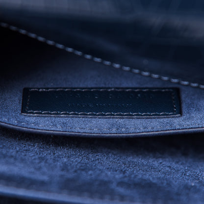 Saint Laurent Calfskin Crocodile Embossed Medium Monogram Sunset Navy 7 of 10