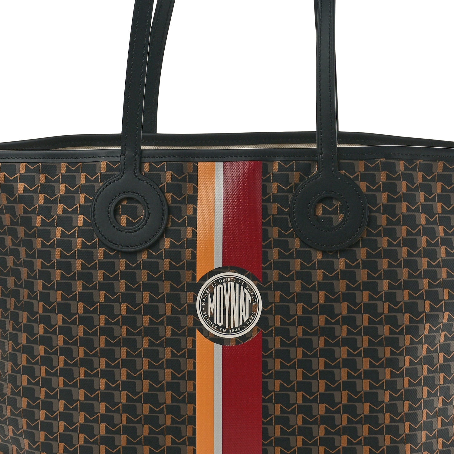 Moynat Canvas 1920 Calfskin Oh! Tote Ruban MM Carbon Bronze Ochre Bordeaux 7 of 9