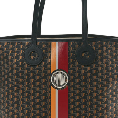 Moynat Canvas 1920 Calfskin Oh! Tote Ruban MM Carbon Bronze Ochre Bordeaux 7 of 9