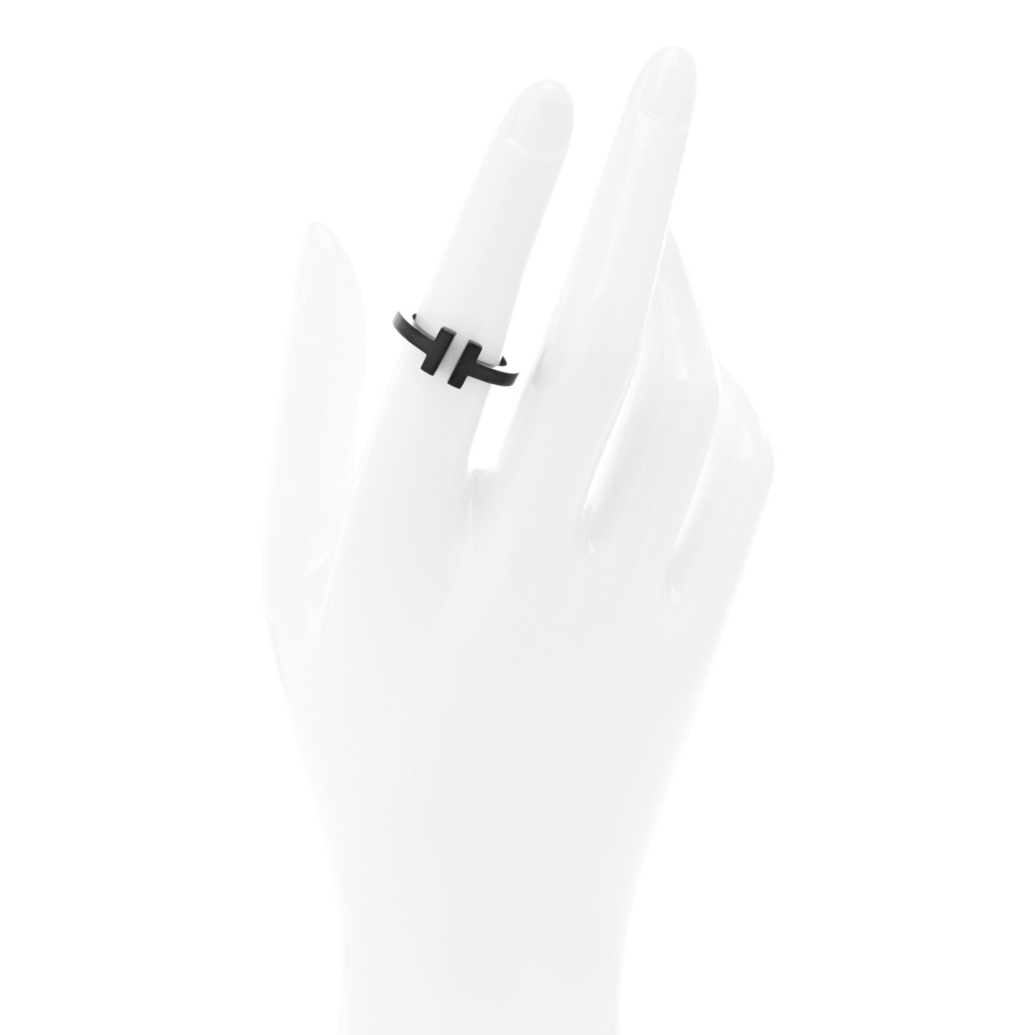 Tiffany Black-Coated Stainless Steel T Square Ring 52 6 2 of 4