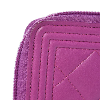Chanel Lambskin Quilted Small Boy Zip Around Wallet Fuschia 11 of 12