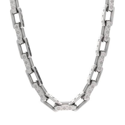 Louis Vuitton Monogram Chain Necklace Silver 4 of 5