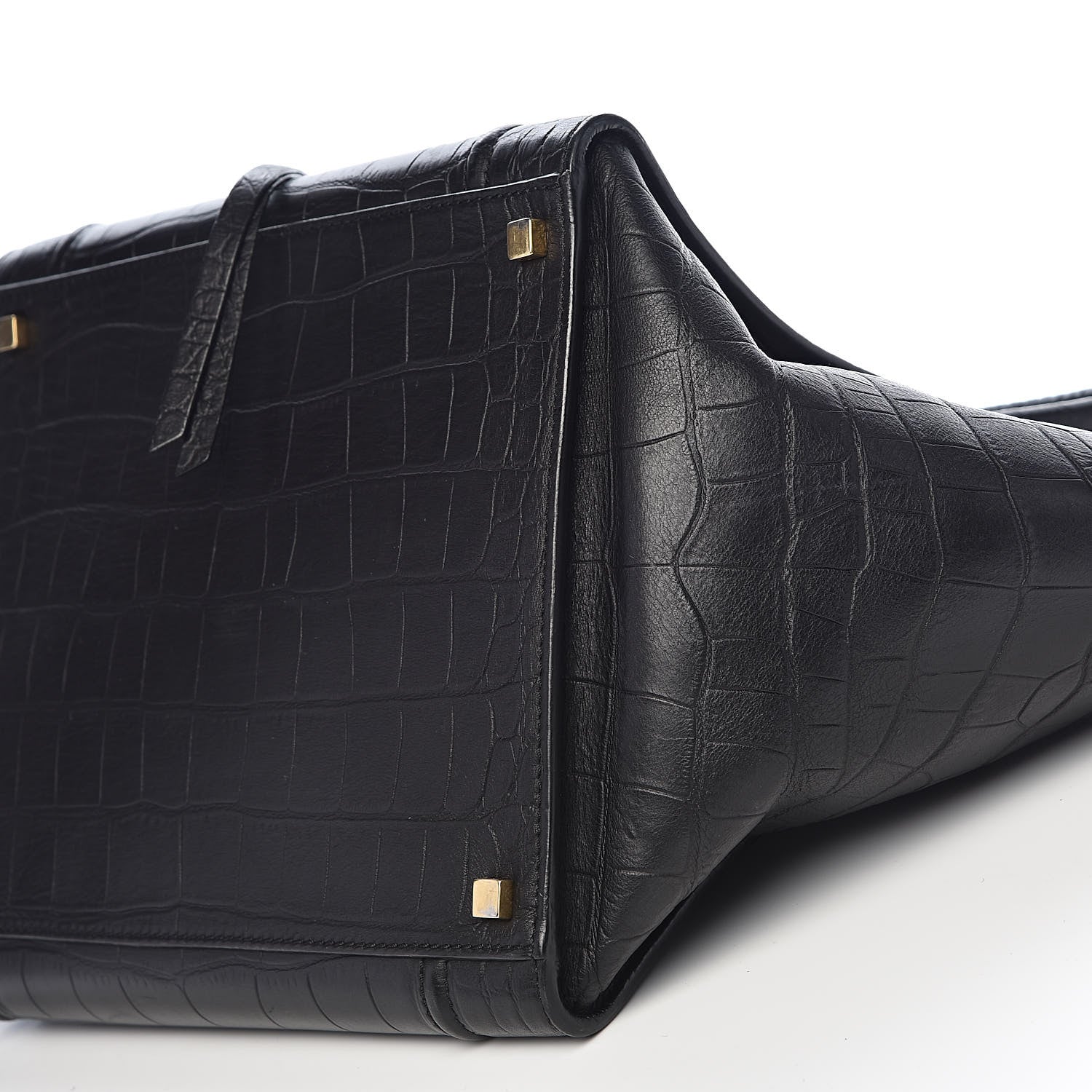 Celine Crocodile Embossed Calfskin Medium Phantom Luggage Black 10 of 11