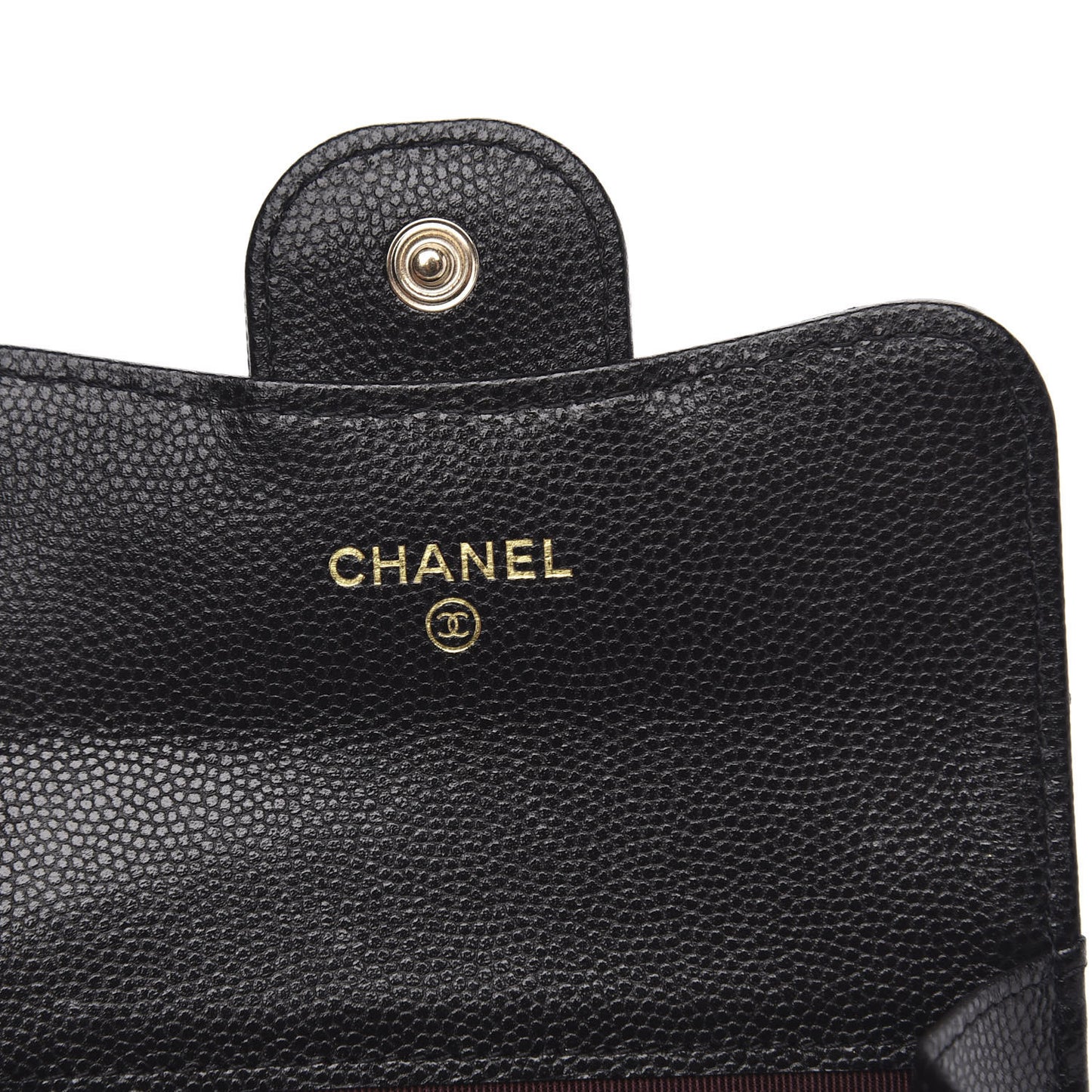Caviar Quilted Flap Card Holder Chain Wristlet Black