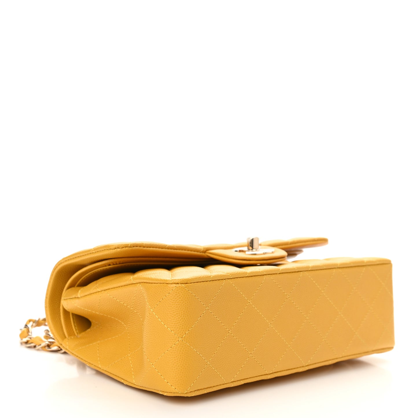 Caviar Quilted Small Double Flap Yellow