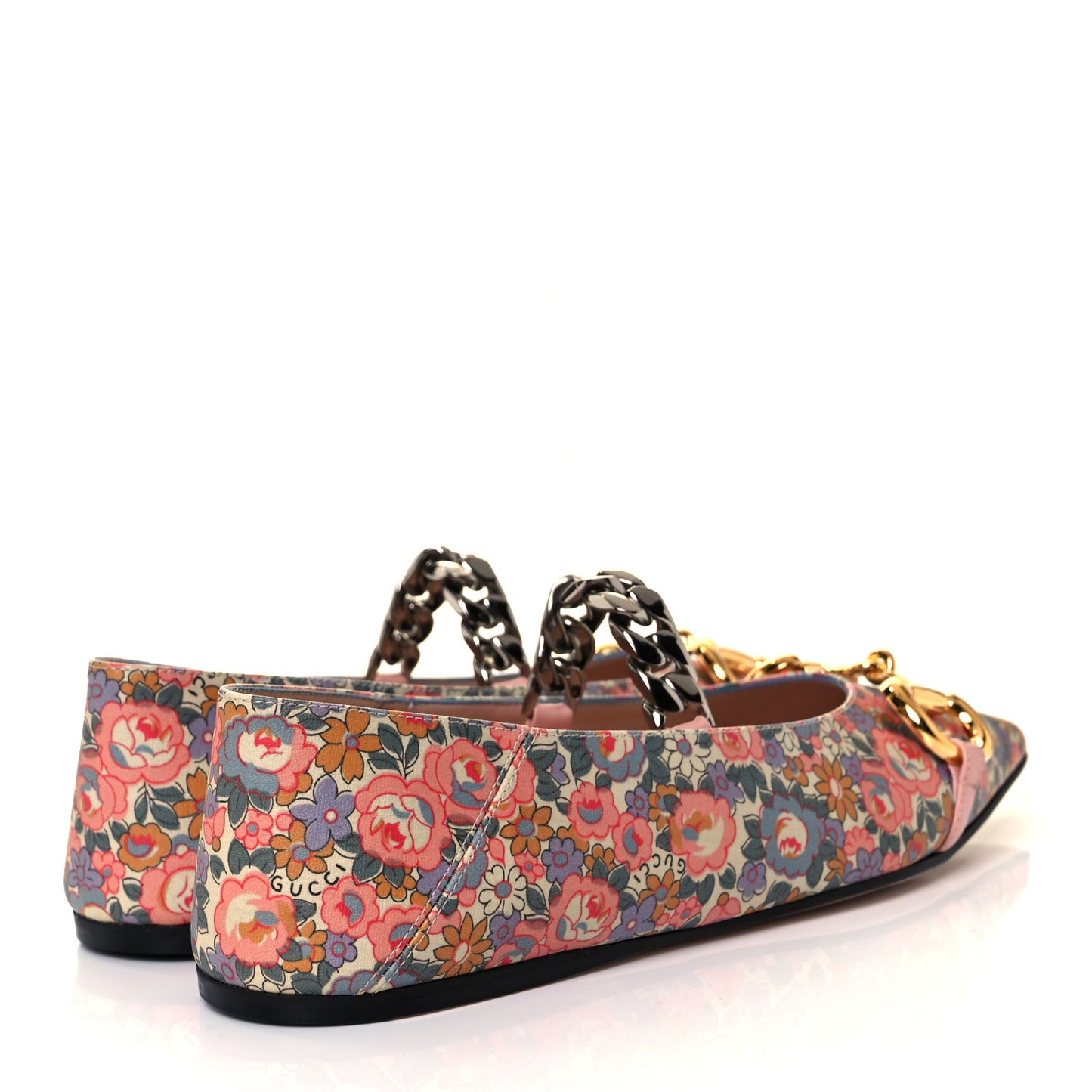 X LIBERTY OF LONDON Nappa Infinity Abbey Deva Horsebit Chain Embellished Flats 36.5 Perfect Pink Ivory