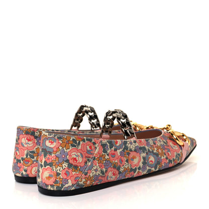 Gucci X LIBERTY OF LONDON Nappa Infinity Abbey Deva Horsebit Chain Embellished Flats 36.5 Perfect Pink Ivory 4 of 9