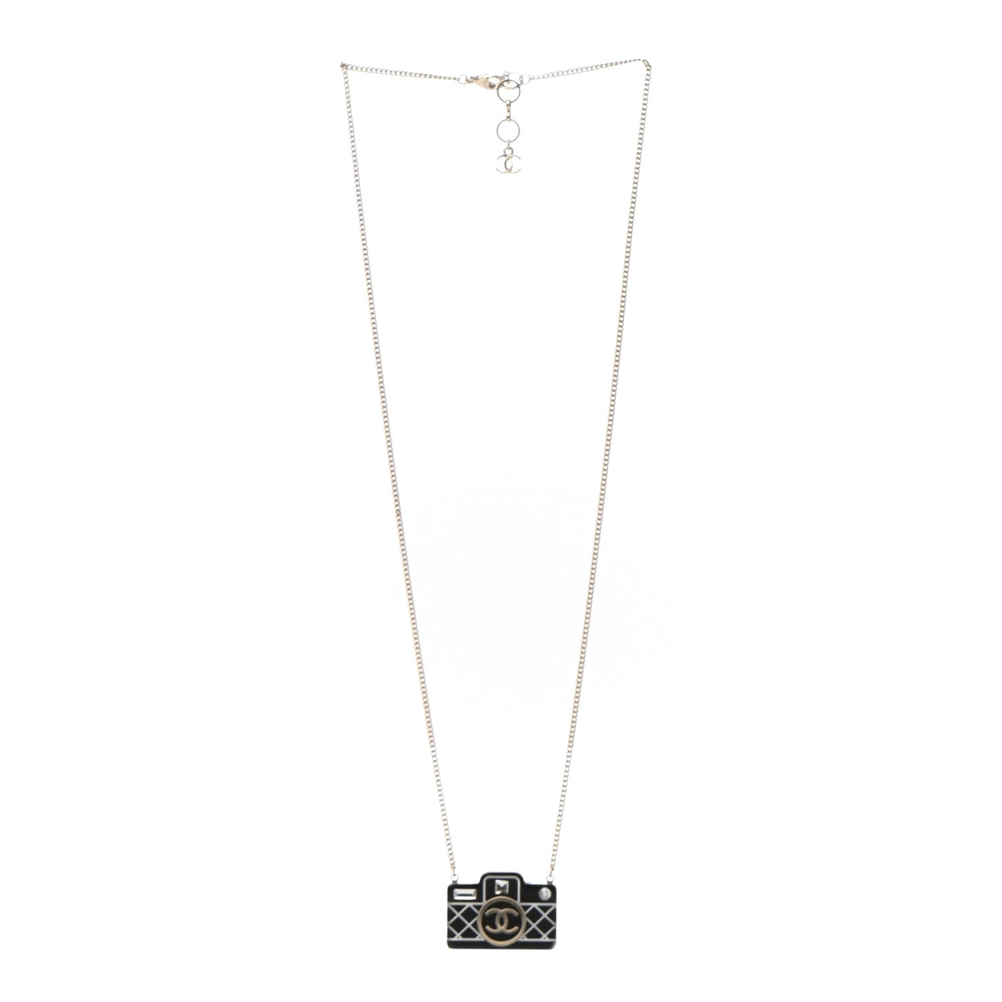 Resin Camera CC Necklace Black Gold