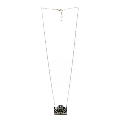 Chanel Resin Camera CC Necklace Black Gold 3 of 7