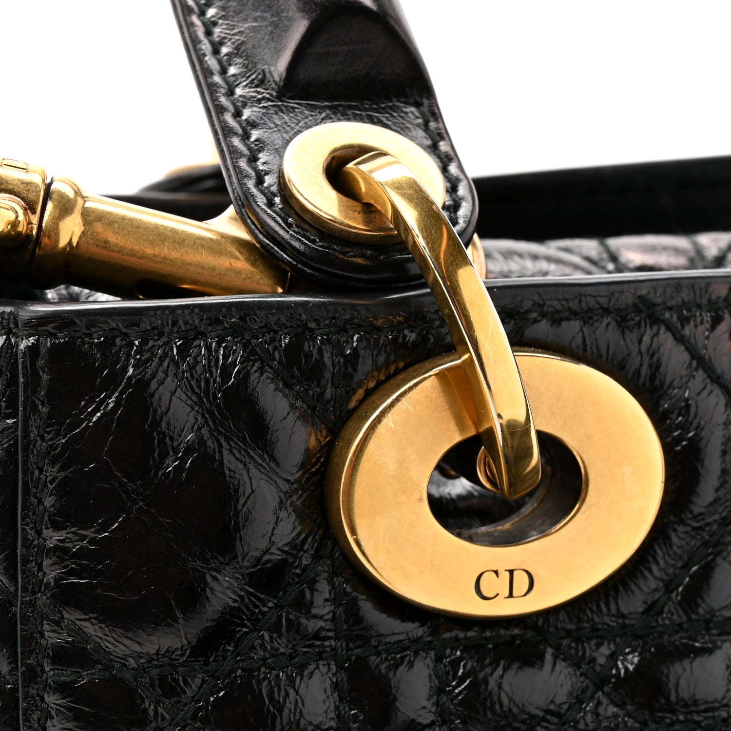 Christian Dior Crinkled Patent Cannage Small Lucky Badges My Lady Dior Black 13 of 13