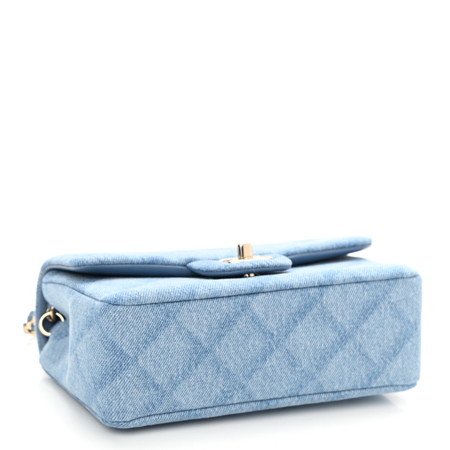 Chanel Denim Quilt Print Mini Rectangular Flap Light Blue 4 of 11