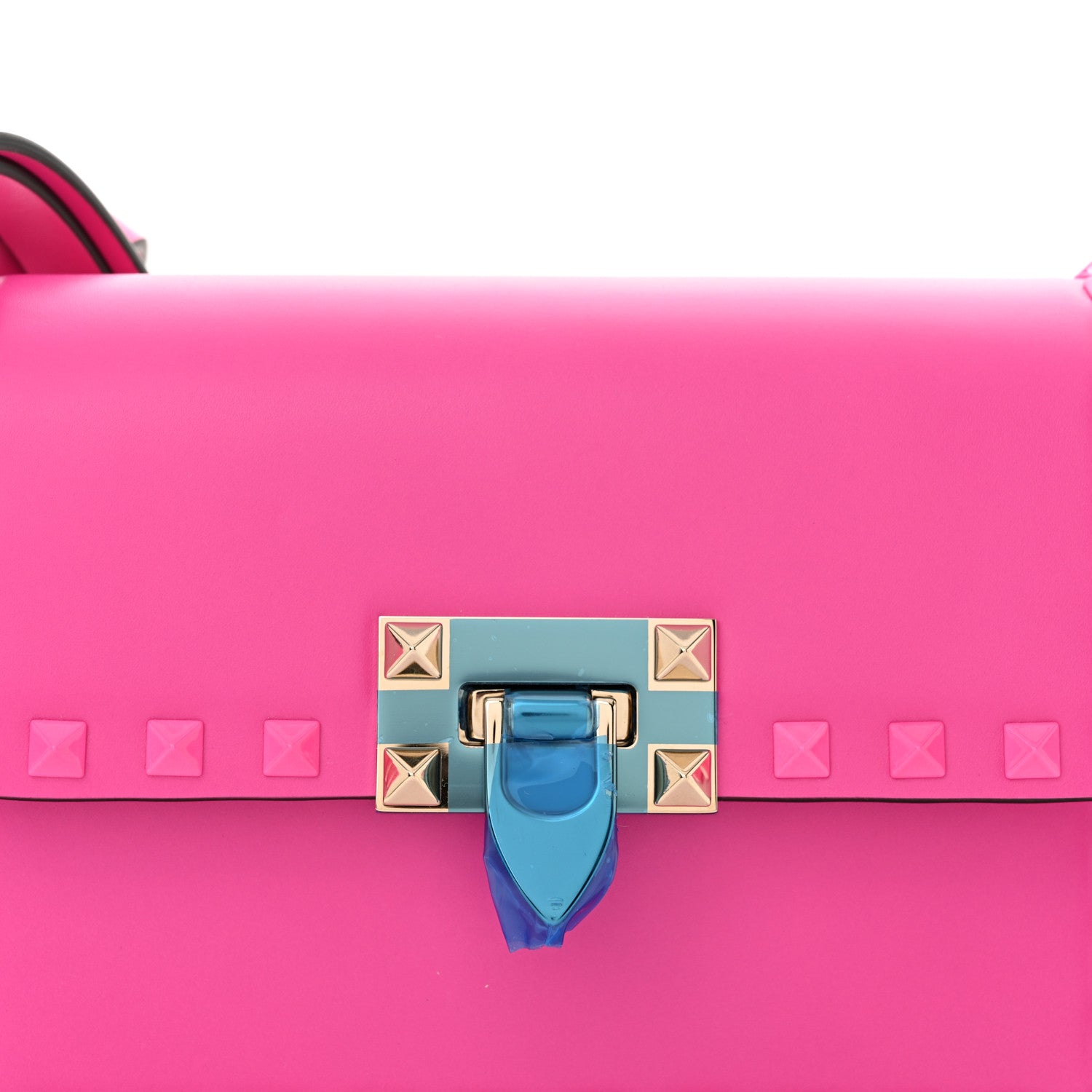 Valentino Garavani Smooth Calfskin Enamel Tonal Small Rockstud23 Shoulder Bag Pink PP 7 of 9