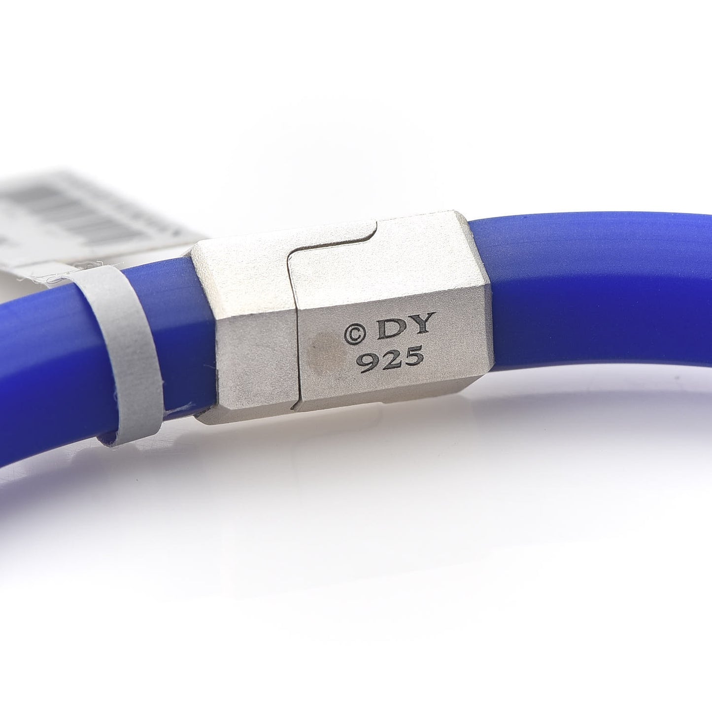 Sterling Silver Rubber 10.5mm Hex Bracelet Blue