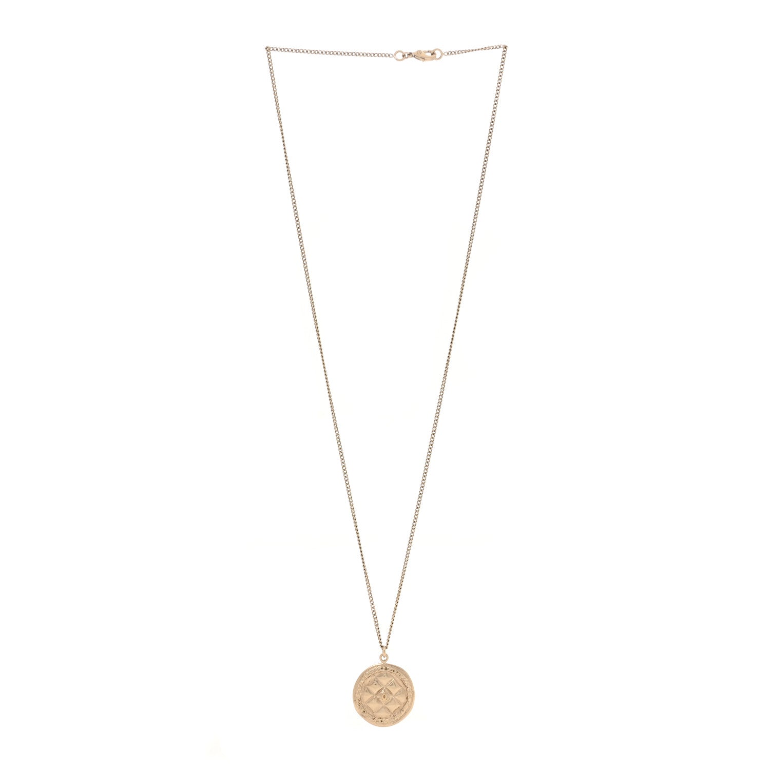 Chanel Quilted CC Pendant Chain Necklace Light Gold 3 of 5