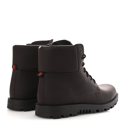 Gucci Rubberized Mens Lace Up Ankle Boots 9.5 Brown 5 of 10