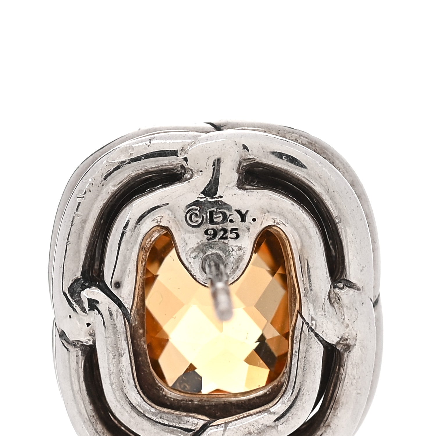 David Yurman Sterling Silver Diamond Citrine Labyrinth Earrings 4 of 4