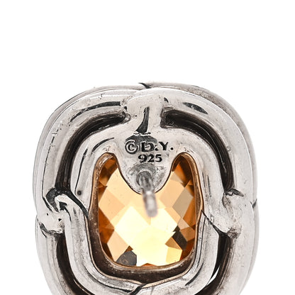 David Yurman Sterling Silver Diamond Citrine Labyrinth Earrings 4 of 4