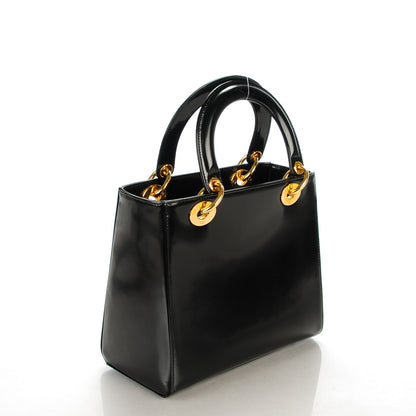 Christian Dior Vintage Patent Medium Lady Dior Black 3 of 8