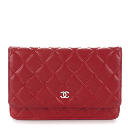 Chanel Lambskin Quilted Wallet On Chain WOC Red 1 of 8