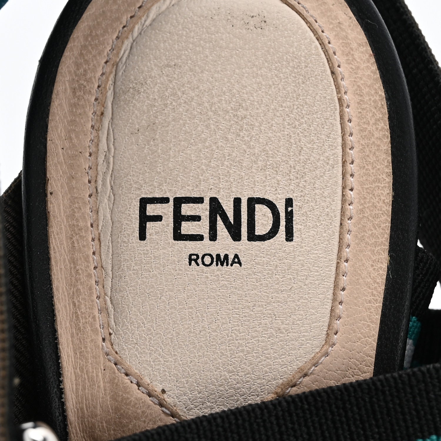 Fendi Technical Mesh Colibri 85mm Slingback Pumps 38 Black Verde Military 7 of 13