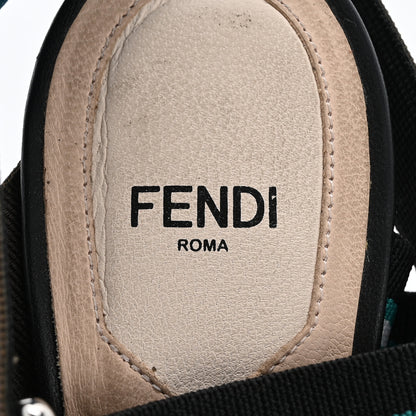 Fendi Technical Mesh Colibri 85mm Slingback Pumps 38 Black Verde Military 7 of 13
