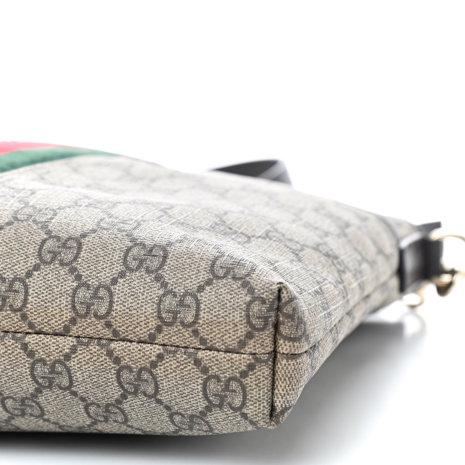 Gucci GG Supreme Monogram Web Flat Messenger Bag Dark Brown 7 of 13