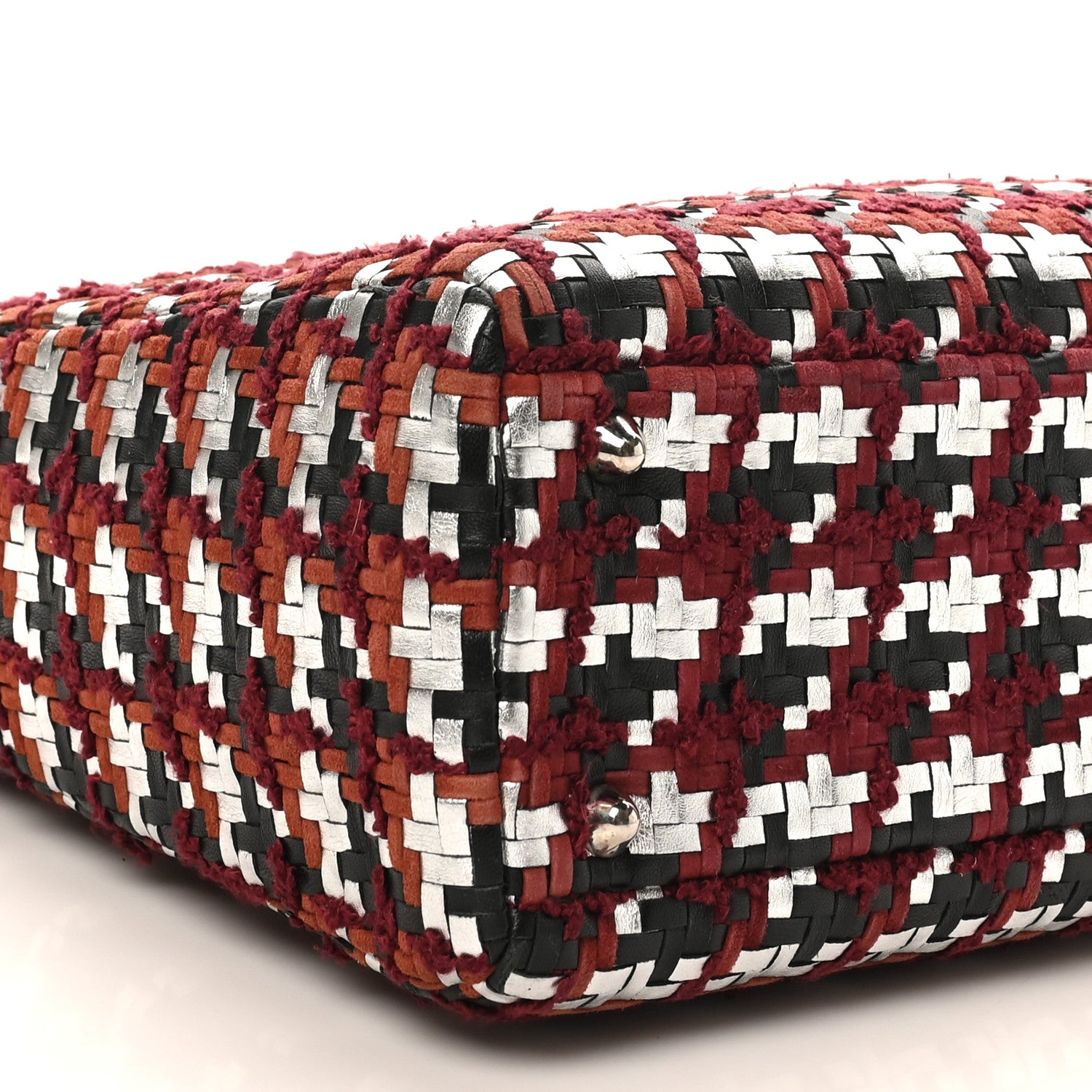 Christian Dior Lambskin Woven Tweed Large Lady Dior Red Multicolor 9 of 12