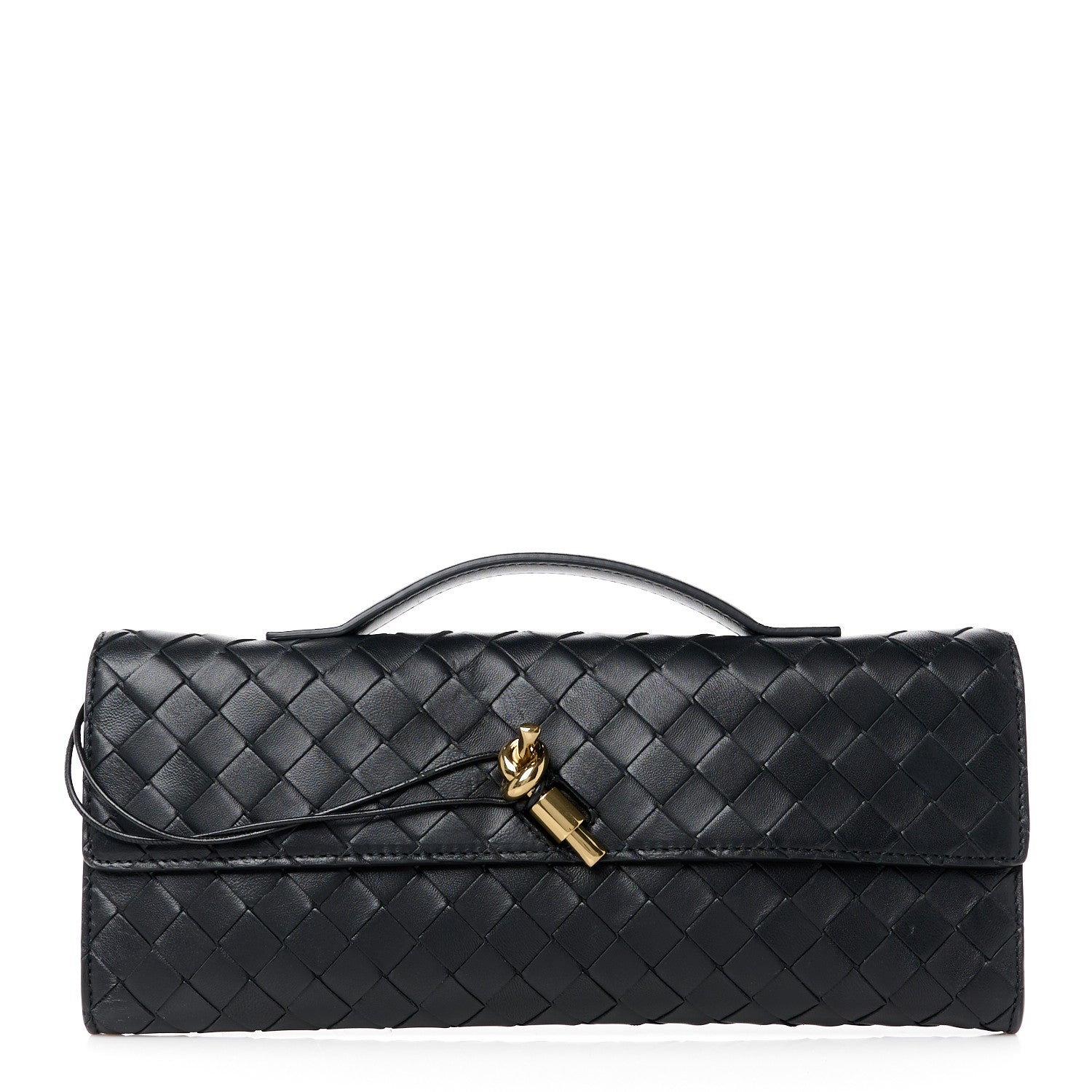 Bottega Veneta Nappa Intrecciato Long Andiamo Top Handle Clutch Black 1 of 10