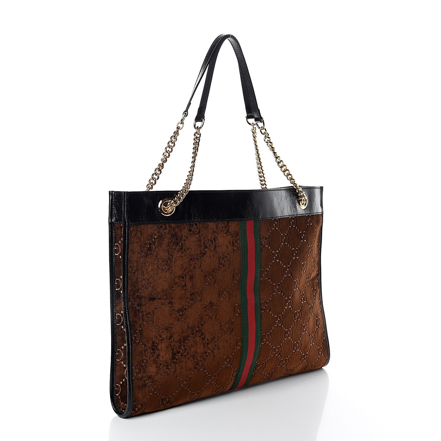 Gucci Velvet GG Monogram Large Rajah Chain Tote Brown 2 of 8