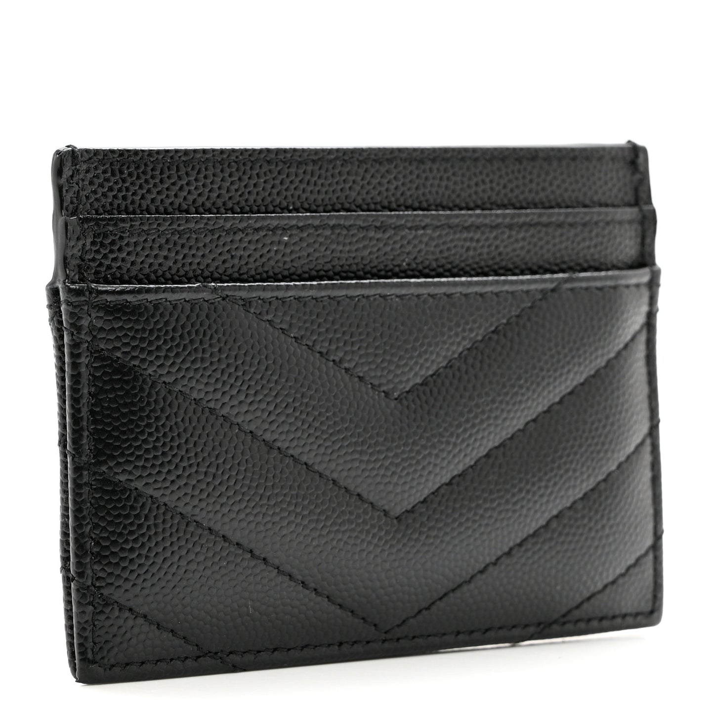 Grain De Poudre Matelasse Chevron Monochrome Monogram Credit Card Case Black