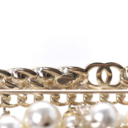 Chanel Pearl Crystal Brooch Barrette Gold 4 of 5