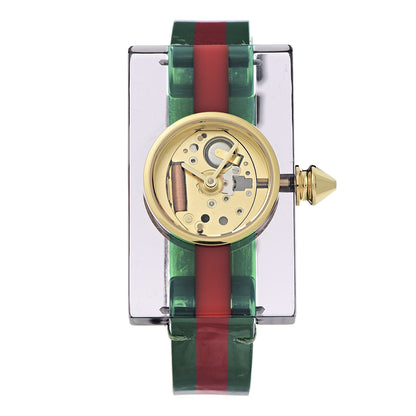 Gucci Stainless Steel Calfskin Plexiglass 24mm Skeleton Quartz Watch 1 of 5