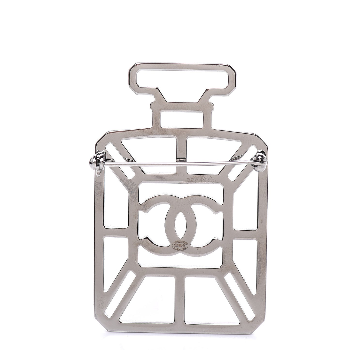 Ruthenium Crystal Perfume Bottle CC Brooch Iridescent Pink