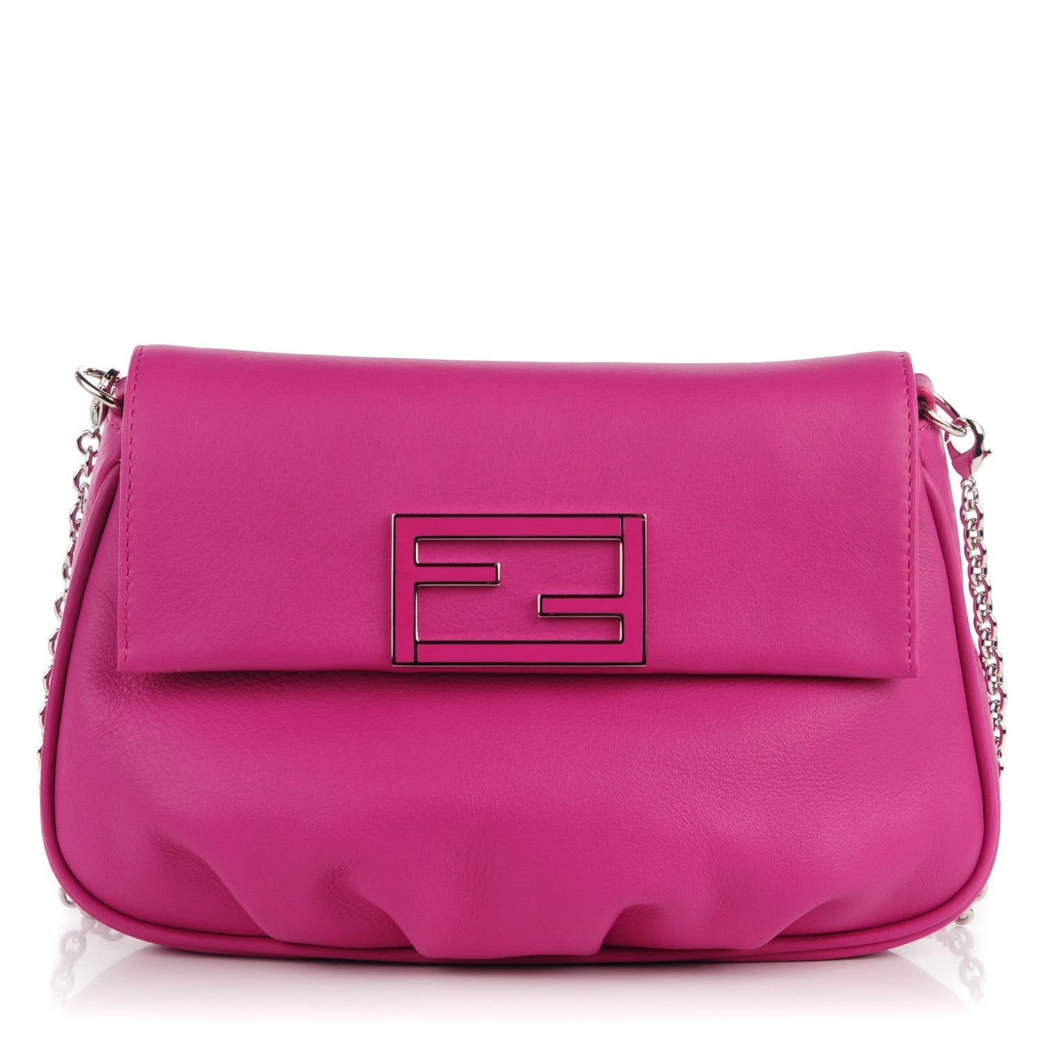 Fendi Vitello Flamingo Enamel Fendista Pouchette Crossbody Magenta 1 of 9