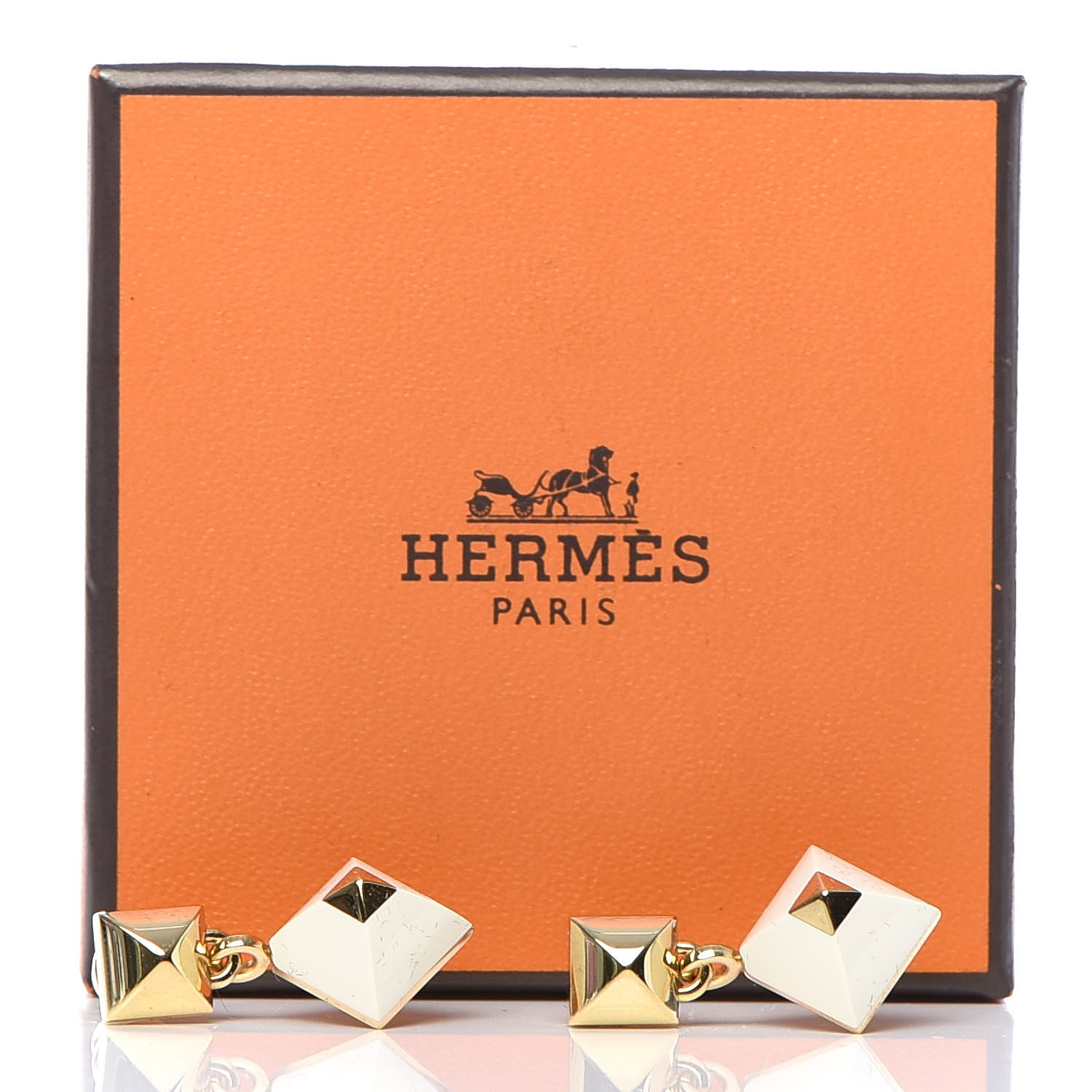 Hermes Lacquer Earrings White 5 of 5