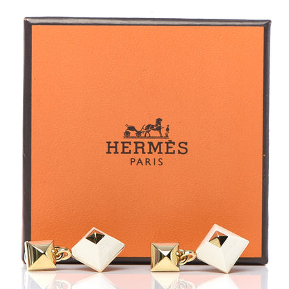 Hermes Lacquer Earrings White 5 of 5