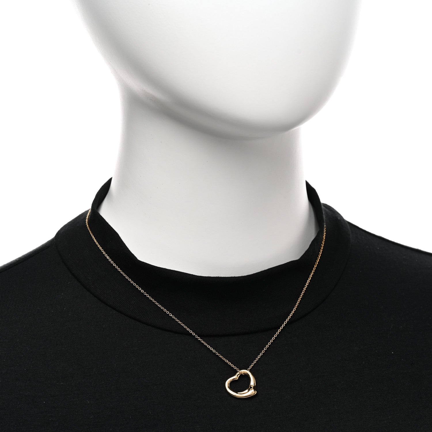 Tiffany 18K Yellow Gold 16mm Elsa Peretti Open Heart Pendant Necklace 2 of 6